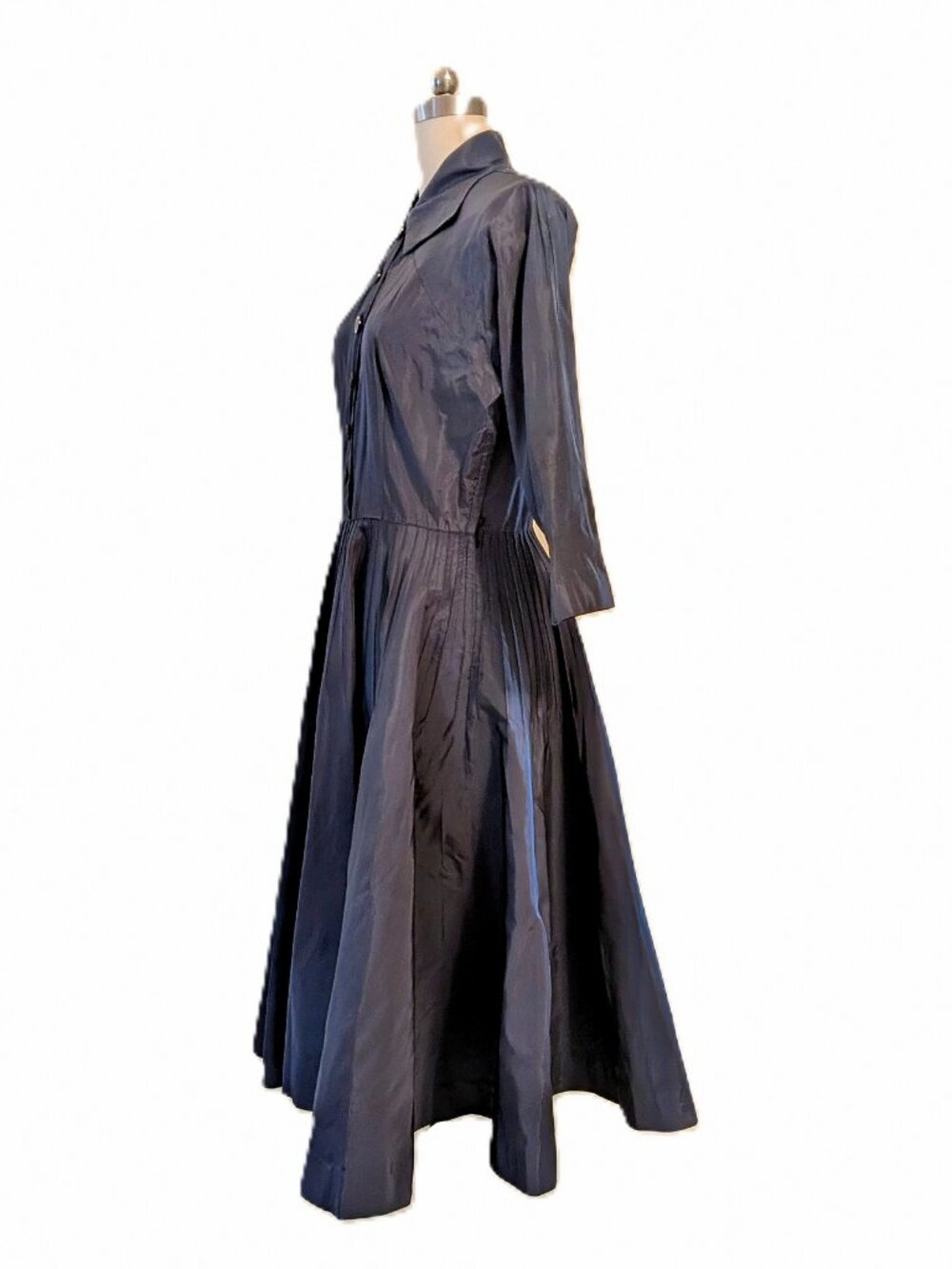 Vintage 1950's Black Taffeta "New Look" Dress SZ M/L - Picture 2 of 6